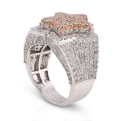 10K White/Rose 4.40CT Natural Diamond Star Shape Men Pinky Ring - Elite Jewelers - Rings