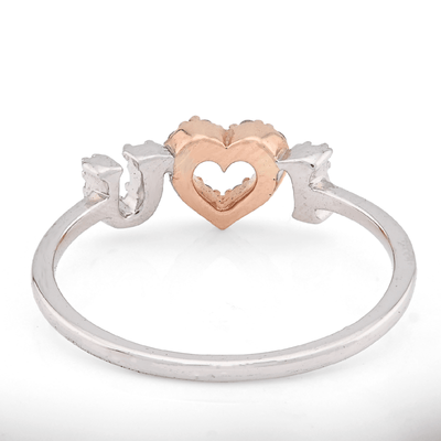 10K White/Rose Gold 0.15CT Natural Diamond "I Heart U" women Ring - Elite Jewelers - Rings