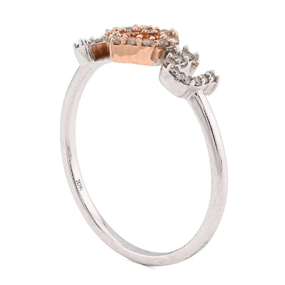 10K White/Rose Gold 0.15CT Natural Diamond "I Heart U" women Ring - Elite Jewelers - Rings