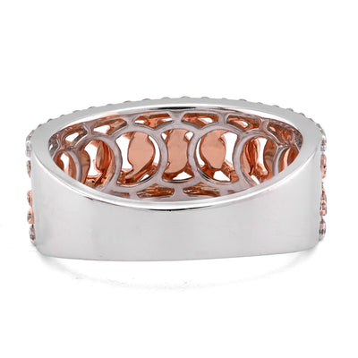 10K White/Rose Gold Cuban Link Centre 1.23CT Natural Diamond Men Ring Band - Elite Jewelers - Rings
