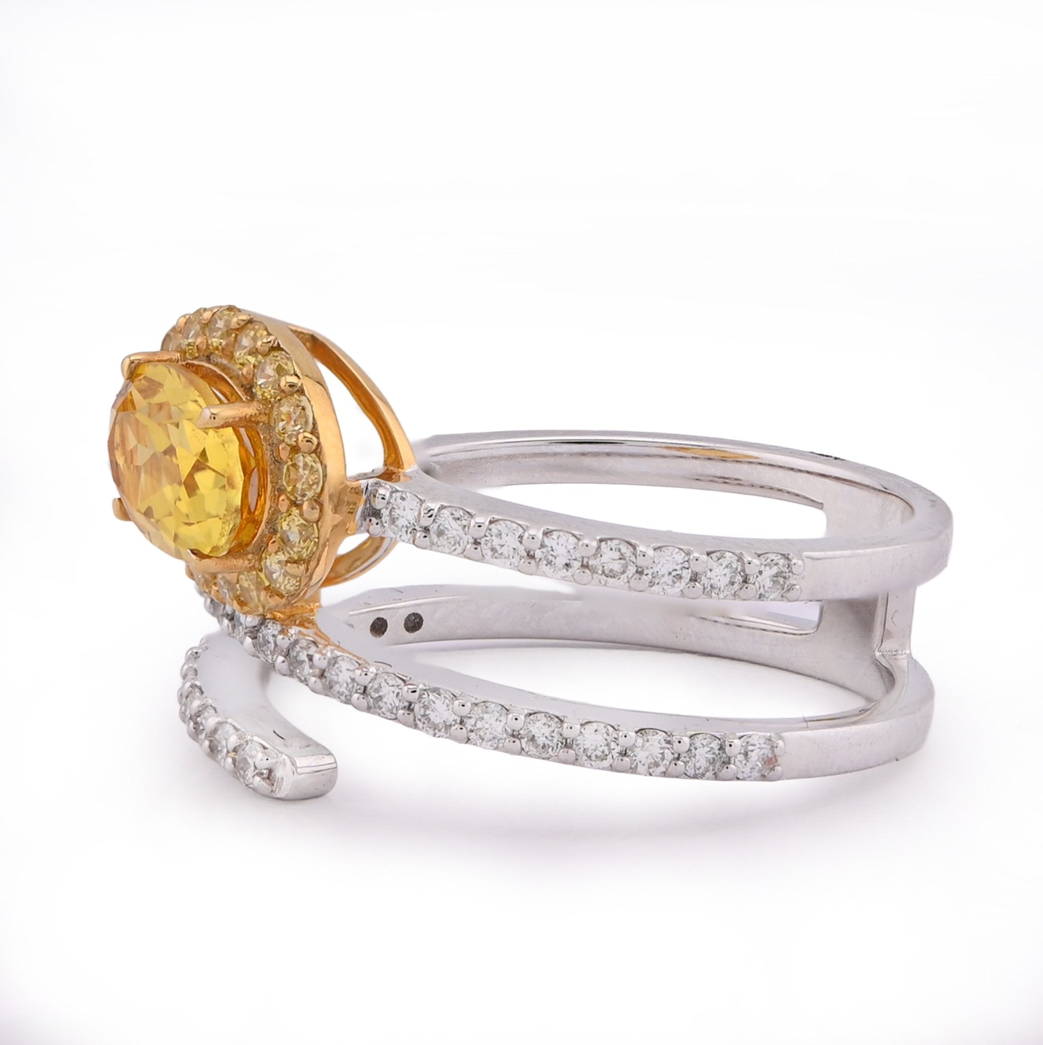 10K White/Yellow Gold 1.89CT Natural Diamond Round Centre Spring Women RIng - Elite Jewelers - Rings