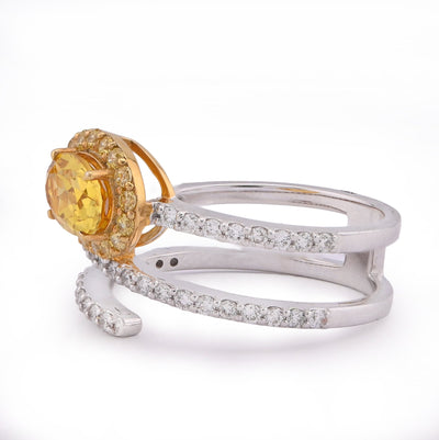 10K White/Yellow Gold 1.89CT Natural Diamond Round Centre Spring Women RIng - Elite Jewelers - Rings