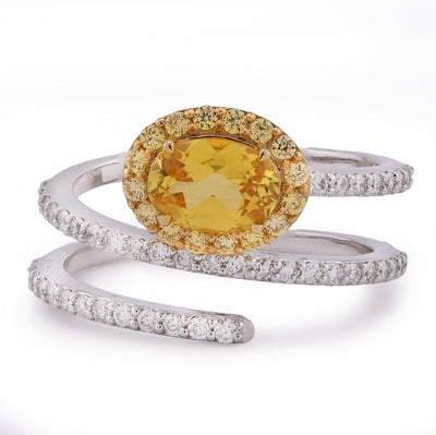 10K White/Yellow Gold 1.89CT Natural Diamond Round Centre Spring Women RIng - Elite Jewelers - Rings
