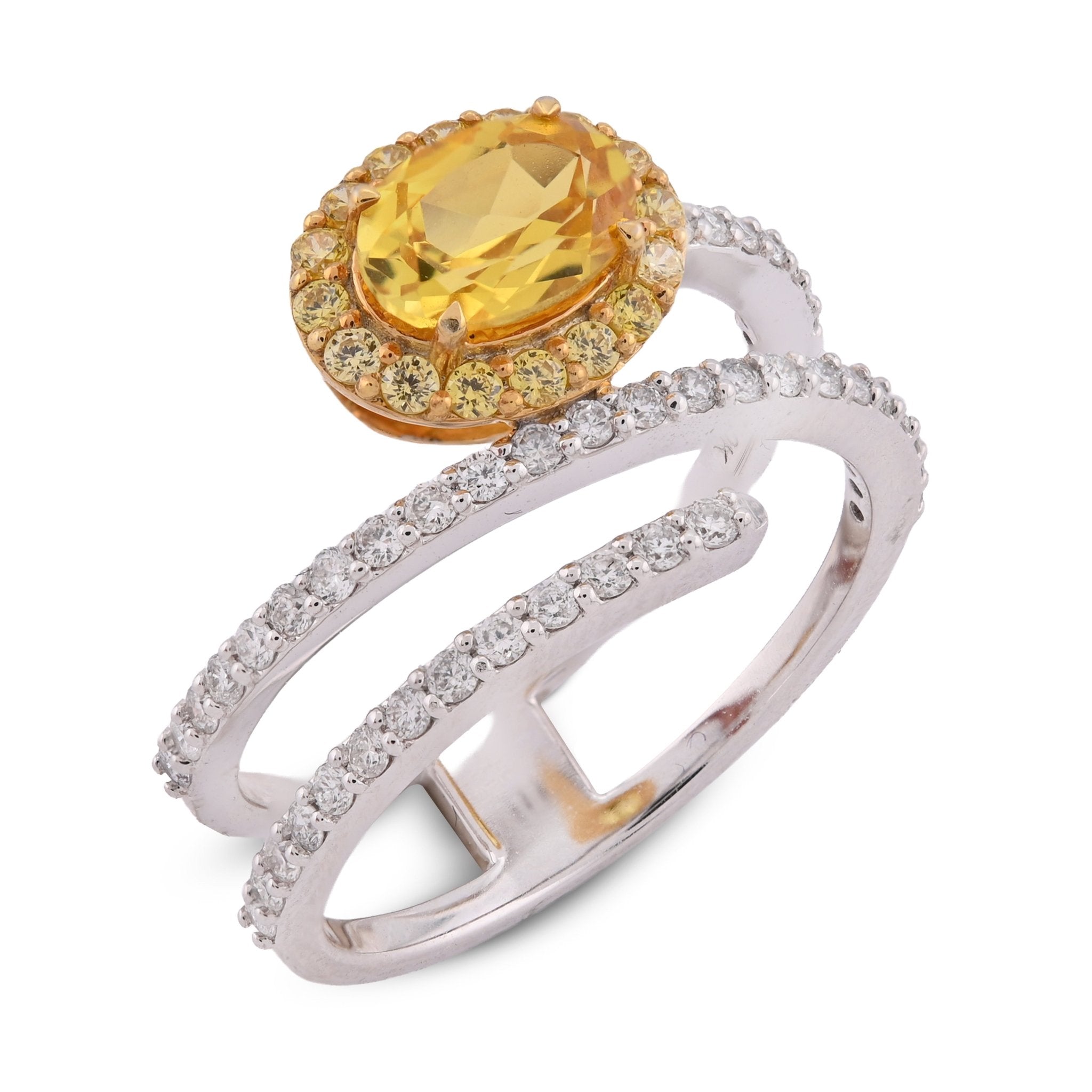 10K White/Yellow Gold 1.89CT Natural Diamond Round Centre Spring Women RIng - Elite Jewelers - Rings