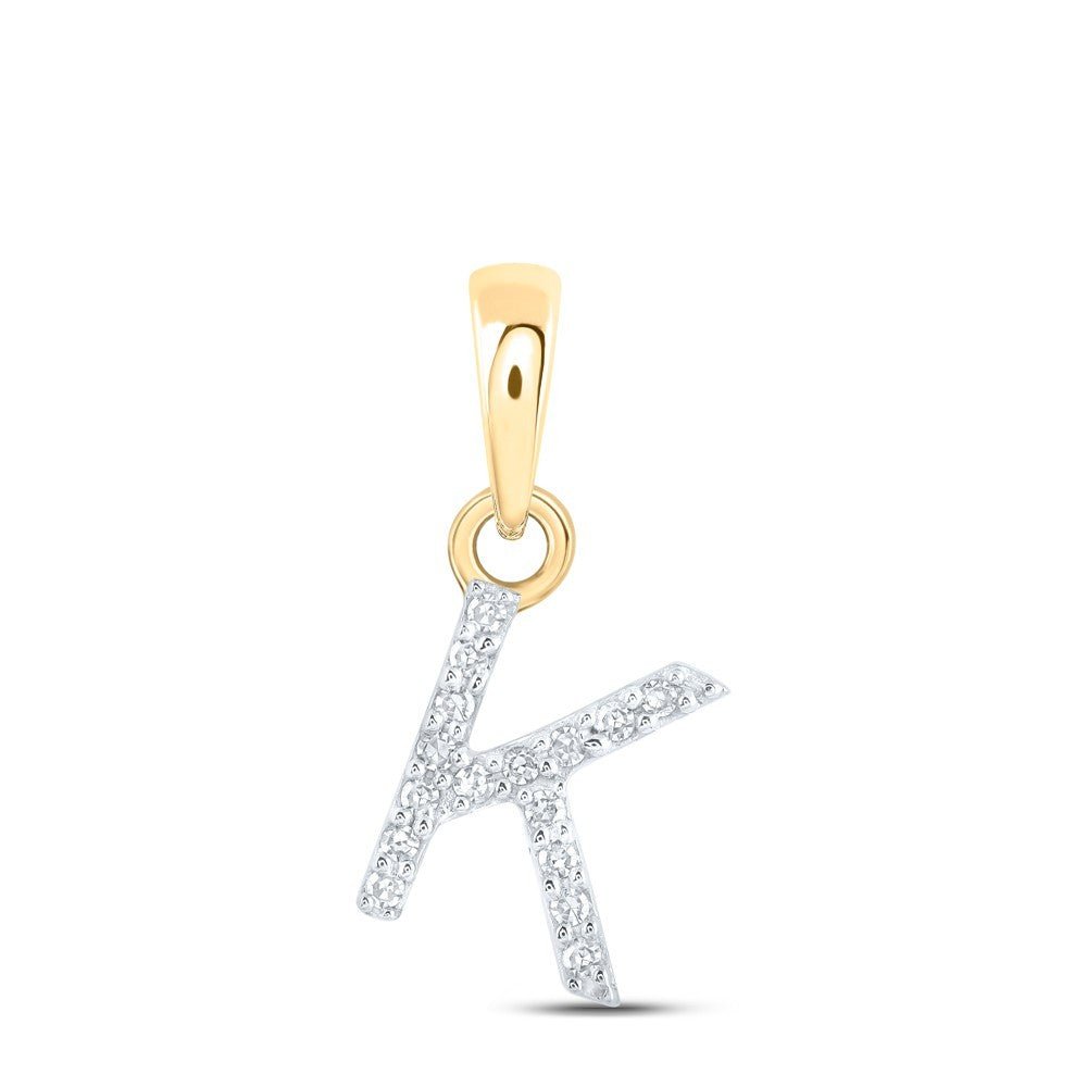 10k Yellow Gold 0.03 CTW Natural Diamond Initial "K" Letter Charm 0.32g Pendant - Elite Jewelers - Charms & Pendants