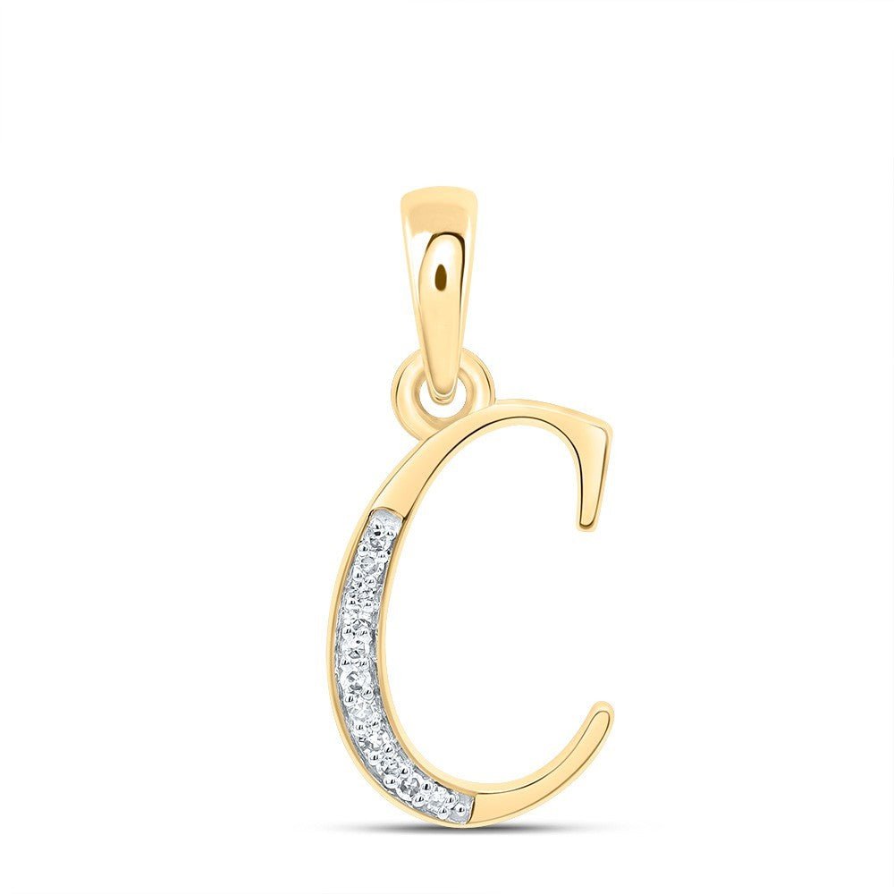 10k Yellow Gold 0.05CTW Natural Diamond Initial "C" Charm 0.86g Letter Pendant - Elite Jewelers - Charms & Pendants