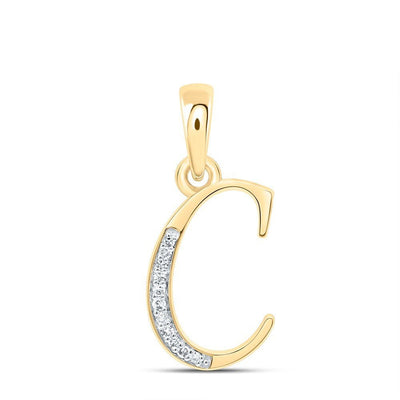 10k Yellow Gold 0.05CTW Natural Diamond Initial "C" Charm 0.86g Letter Pendant - Elite Jewelers - Charms & Pendants