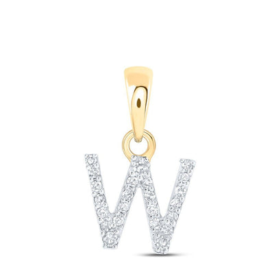 10k Yellow Gold 0.05CTW Natural Diamond Initial "W" Charm 0.47g Letter Pendant - Elite Jewelers - Charms & Pendants