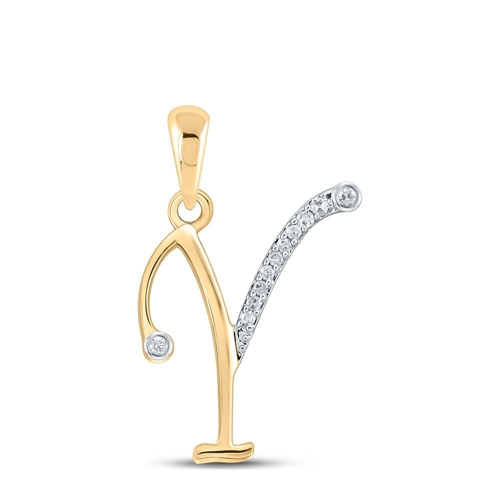 10k Yellow Gold 0.05CTW Natural Diamond Initial "Y" Charm 0.9g Alphabet Pendant - Elite Jewelers - Charms & Pendants