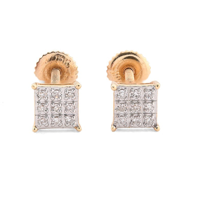 10k Yellow Gold 0.05CTW Pure Diamond 1g 4 Prong Square Kite Shaped Earring Stud - Elite Jewelers - Earrings