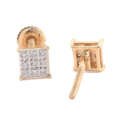 10k Yellow Gold 0.05CTW Pure Diamond 1g 4 Prong Square Kite Shaped Earring Stud - Elite Jewelers - Earrings