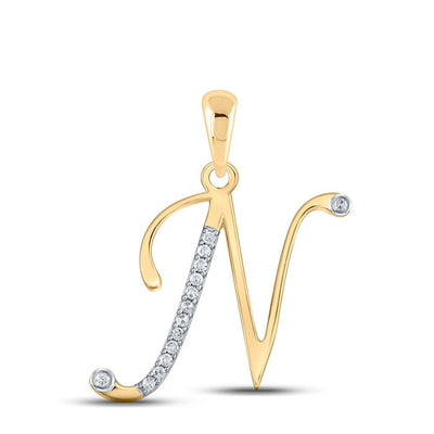 10k Yellow Gold 0.06CTW Natural Diamond Initial "N" Charm 1.11g Letter Pendant - Elite Jewelers - Charms & Pendants