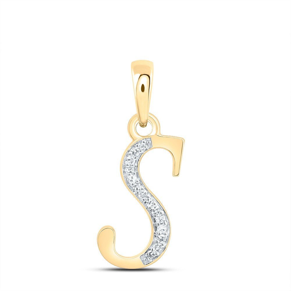 10k Yellow Gold 0.06CTW Natural Diamond Initial "S" Charm 0.88g Letter Pendant - Elite Jewelers - Charms & Pendants