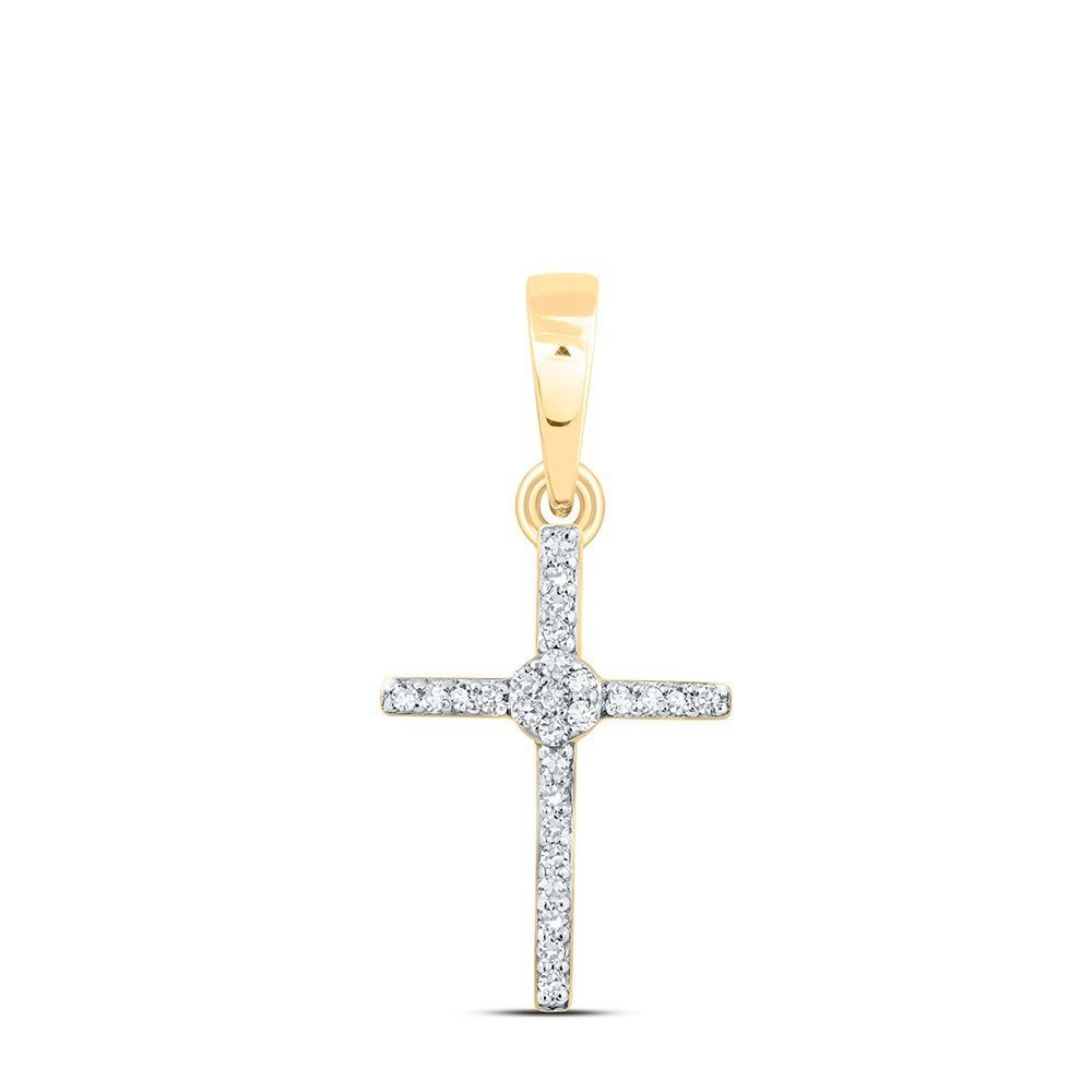 10k Yellow Gold 0.07CTW Natural Diamond Cross Charm 0.96g Religious Pendant - Elite Jewelers - Charms & Pendants