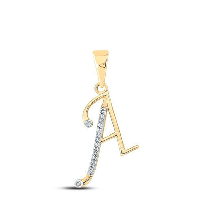 10k Yellow Gold 0.07CTW Natural Diamond Initial "A" Charm 1.01g Letter Pendant - Elite Jewelers - Charms & Pendants