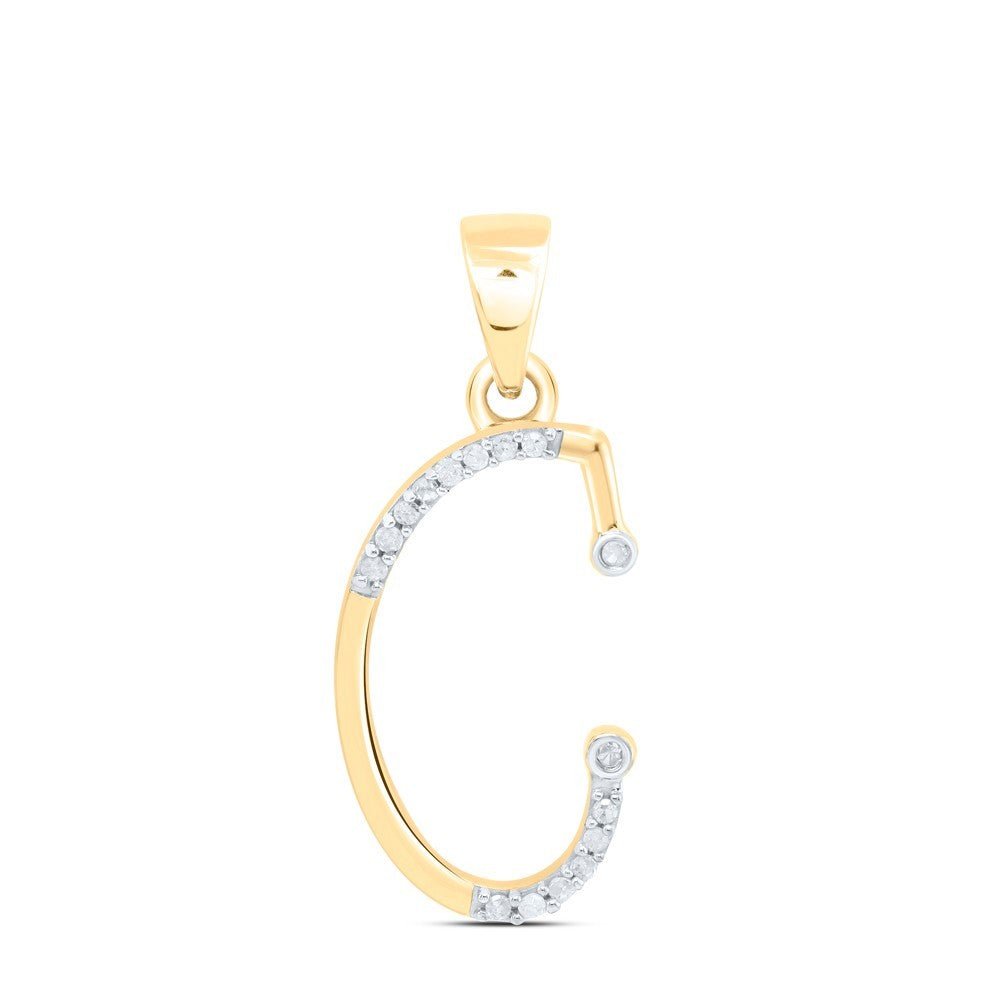 10k Yellow Gold 0.07CTW Natural Diamond Initial "C" Charm 0.86g Letter Pendant - Elite Jewelers - Charms & Pendants