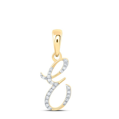 10k Yellow Gold 0.07CTW Natural Diamond Initial "E" Charm 0.67g Letter Pendant - Elite Jewelers - Charms & Pendants