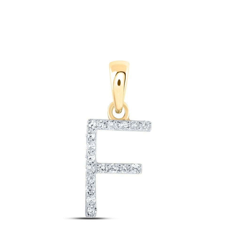 10k Yellow Gold 0.07CTW Natural Diamond Initial "F" Charm 0.46g Letter Pendant - Elite Jewelers - Charms & Pendants