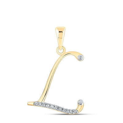 10k Yellow Gold 0.07CTW Natural Diamond Initial "L" Charm 0.94g Letter Pendant - Elite Jewelers - Charms & Pendants