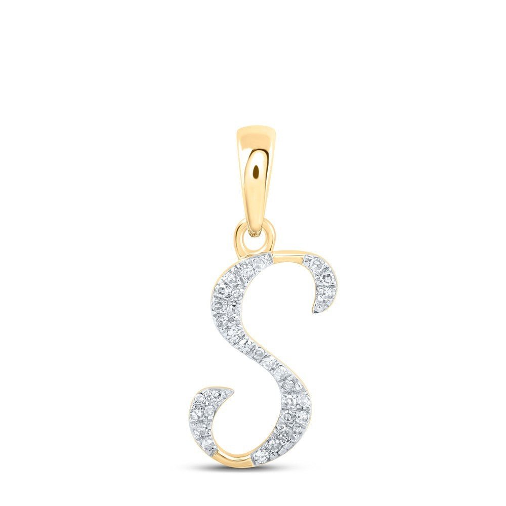 10k Yellow Gold 0.07CTW Natural Diamond Initial "S" Charm 0.6g Alphabet Pendant - Elite Jewelers - Charms & Pendants