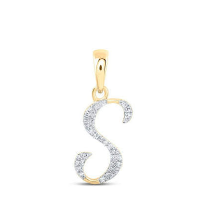 10k Yellow Gold 0.07CTW Natural Diamond Initial "S" Charm 0.6g Alphabet Pendant - Elite Jewelers - Charms & Pendants