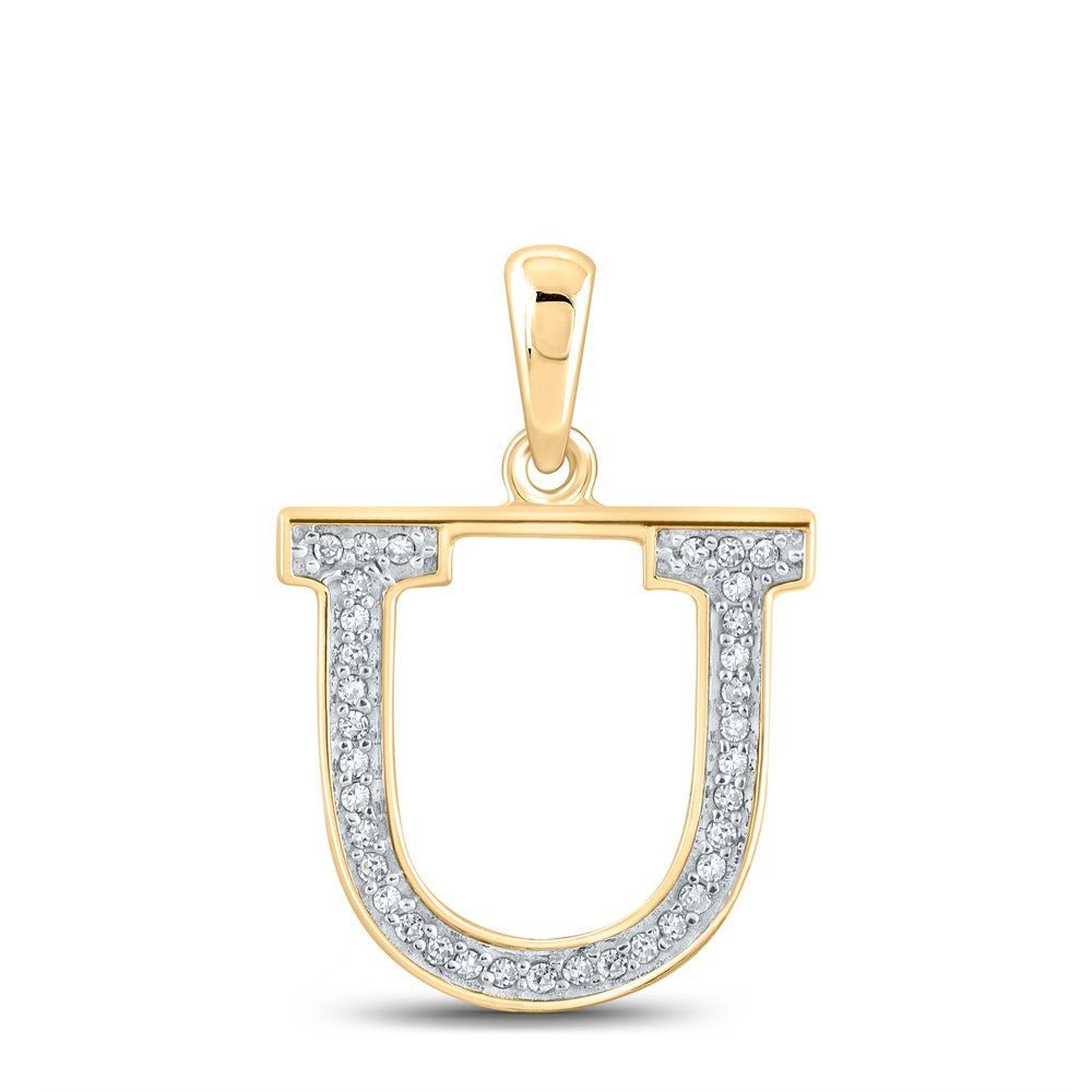 10k Yellow Gold 0.07CTW Natural Diamond Initial "U" Charm 0.61g Letter Pendant - Elite Jewelers - Charms & Pendants