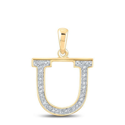 10k Yellow Gold 0.07CTW Natural Diamond Initial "U" Charm 0.61g Letter Pendant - Elite Jewelers - Charms & Pendants