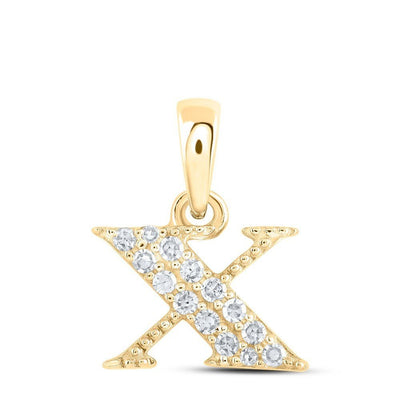 10k Yellow Gold 0.07CTW Natural Diamond Initial "X" Charm 0.53g Letter Pendant - Elite Jewelers - Charms & Pendants