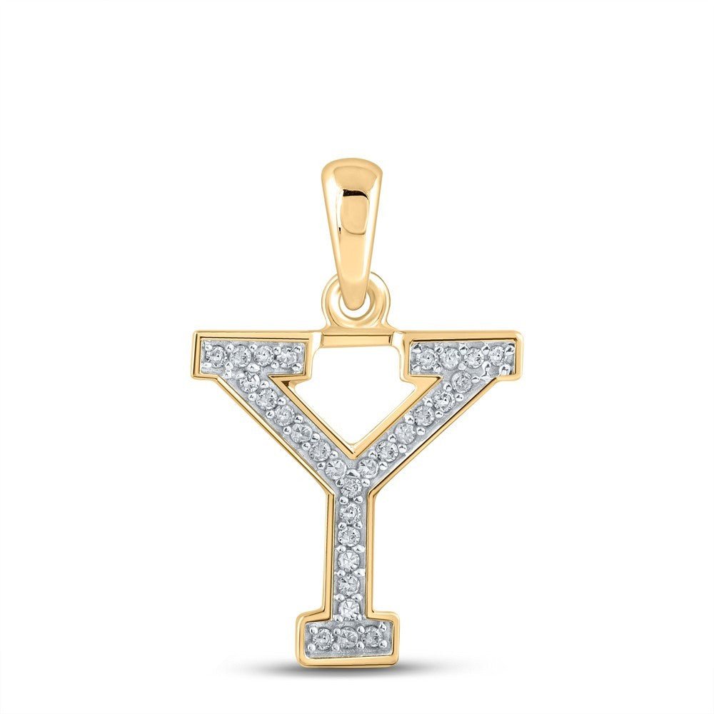 10k Yellow Gold 0.07CTW Natural Diamond Initial "Y" Charm 0.54g Letter Pendant - Elite Jewelers - Charms & Pendants