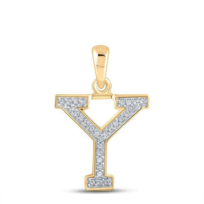 10k Yellow Gold 0.07CTW Natural Diamond Initial "Y" Charm 0.54g Letter Pendant - Elite Jewelers - Charms & Pendants