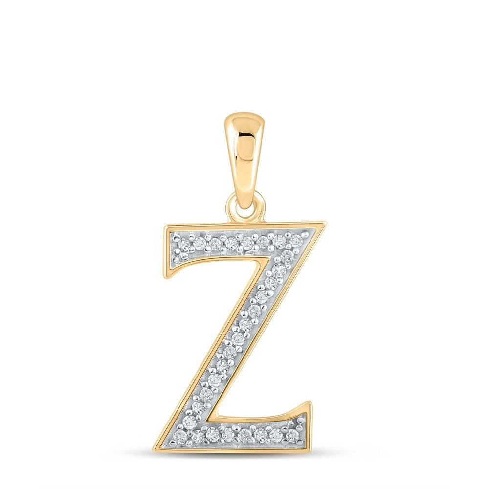 10k Yellow Gold 0.07CTW Natural Diamond Initial "Z" Charm 0.57g Letter Pendant - Elite Jewelers - Charms & Pendants