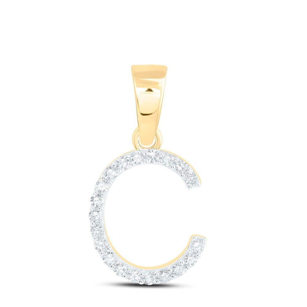 10k Yellow Gold 0.08CTW Natural Diamond Initial "C" Charm 0.51g Letter Pendant - Elite Jewelers - Charms & Pendants