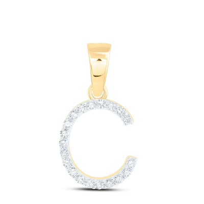 10k Yellow Gold 0.08CTW Natural Diamond Initial "C" Charm 0.51g Letter Pendant - Elite Jewelers - Charms & Pendants