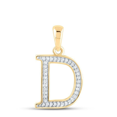 10k Yellow Gold 0.08CTW Natural Diamond Initial "D" Charm 0.56g Letter Pendant - Elite Jewelers - Charms & Pendants