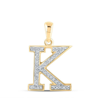 10k Yellow Gold 0.08CTW Natural Diamond Initial "K" Charm 0.7g Alphabet Pendant - Elite Jewelers - Charms & Pendants