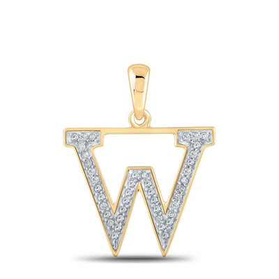 10k Yellow Gold 0.08CTW Natural Diamond Initial "W" Charm 0.71g Letter Pendant - Elite Jewelers - Charms & Pendants