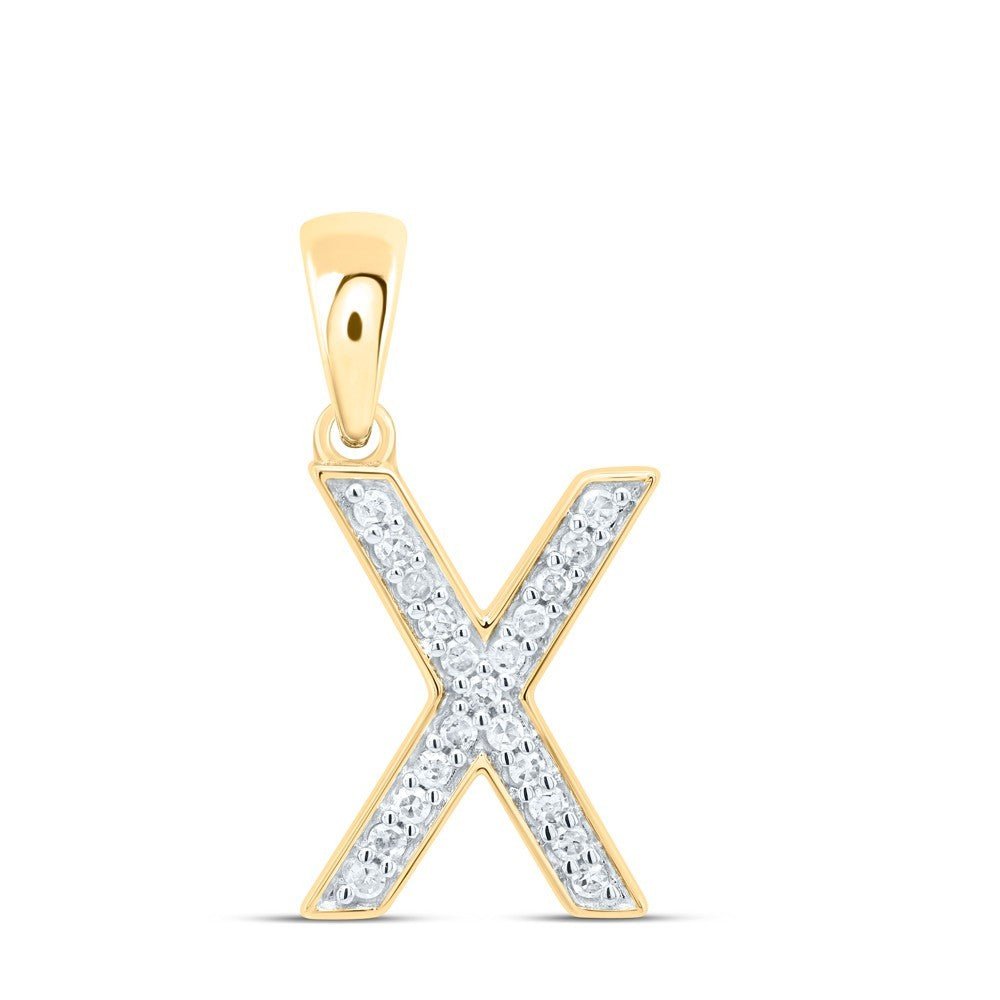 10k Yellow Gold 0.08CTW Natural Diamond Initial "X" Charm 0.62g Letter Pendant - Elite Jewelers - Charms & Pendants
