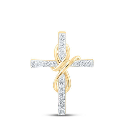 10k Yellow Gold 0.09CTW Natural Diamond Cross Charm 3.2g Religious Pendant - Elite Jewelers - Charms & Pendants