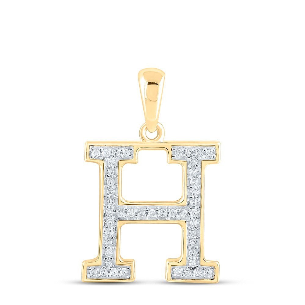 10k Yellow Gold 0.09CTW Natural Diamond Initial "H" Charm 0.73g Letter Pendant - Elite Jewelers - Charms & Pendants