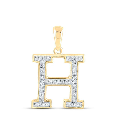 10k Yellow Gold 0.09CTW Natural Diamond Initial "H" Charm 0.73g Letter Pendant - Elite Jewelers - Charms & Pendants