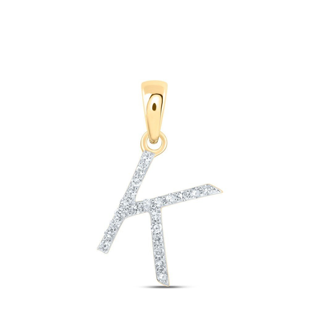 10k Yellow Gold 0.09CTW Natural Diamond Initial "K" Charm 0.54g Letter Pendant - Elite Jewelers - Charms & Pendants