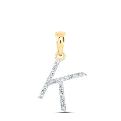 10k Yellow Gold 0.09CTW Natural Diamond Initial "K" Charm 0.54g Letter Pendant - Elite Jewelers - Charms & Pendants