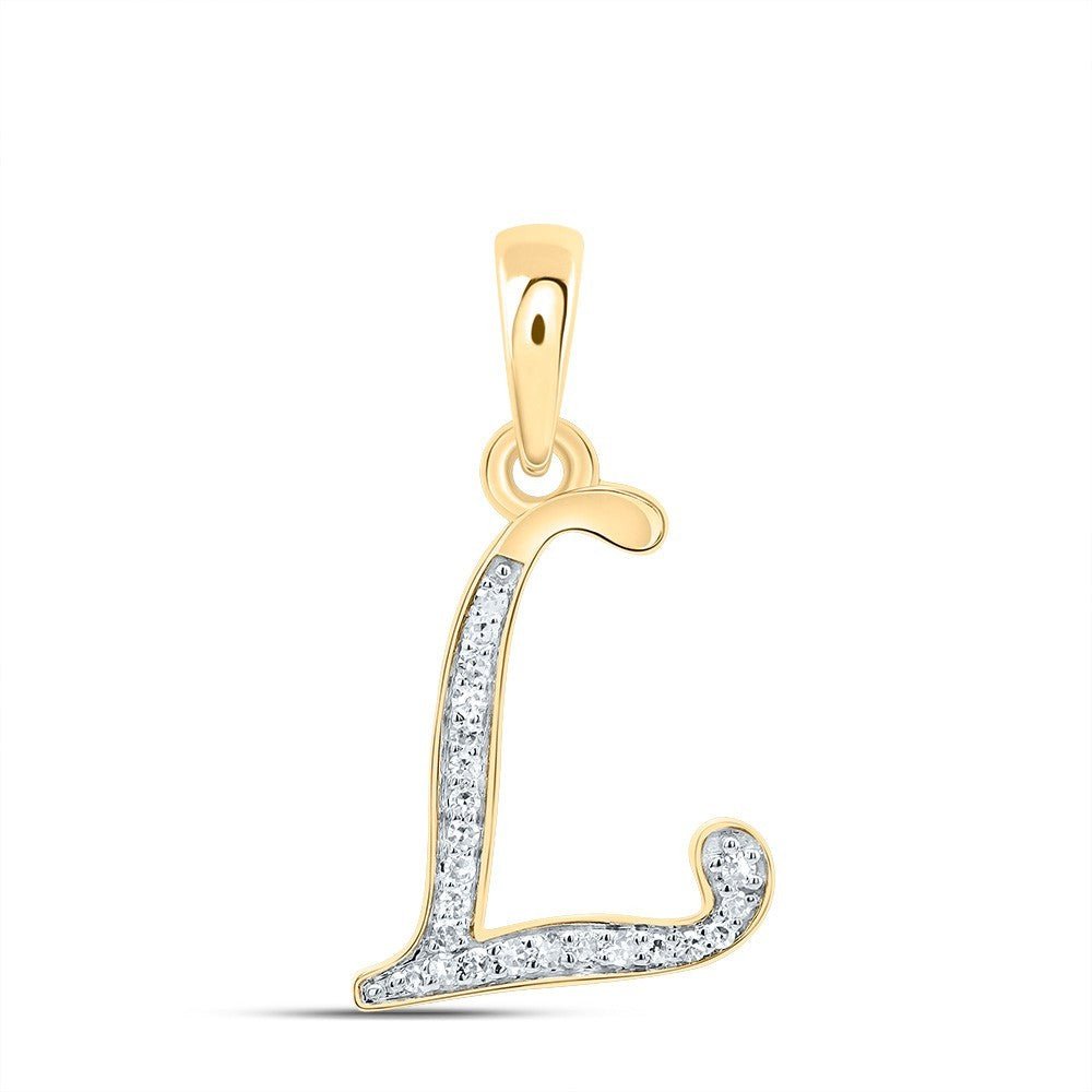 10k Yellow Gold 0.09CTW Natural Diamond Initial "L" Charm 0.93g Letter Pendant - Elite Jewelers - Charms & Pendants