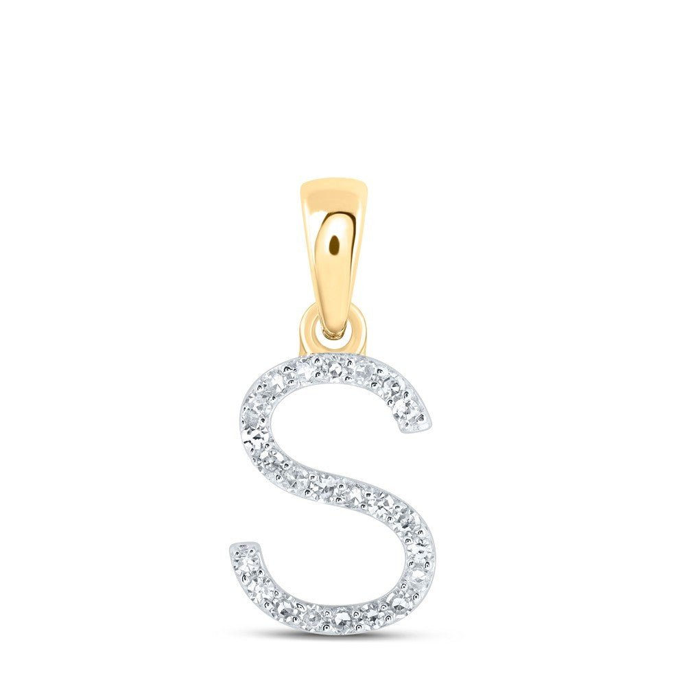 10k Yellow Gold 0.09CTW Natural Diamond Initial "S" Charm 0.55g Letter Pendant - Elite Jewelers - Charms & Pendants