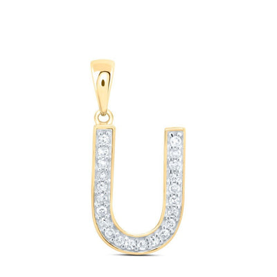 10k Yellow Gold 0.09CTW Natural Diamond Initial "U" Charm 0.69g Letter Pendant - Elite Jewelers - Charms & Pendants
