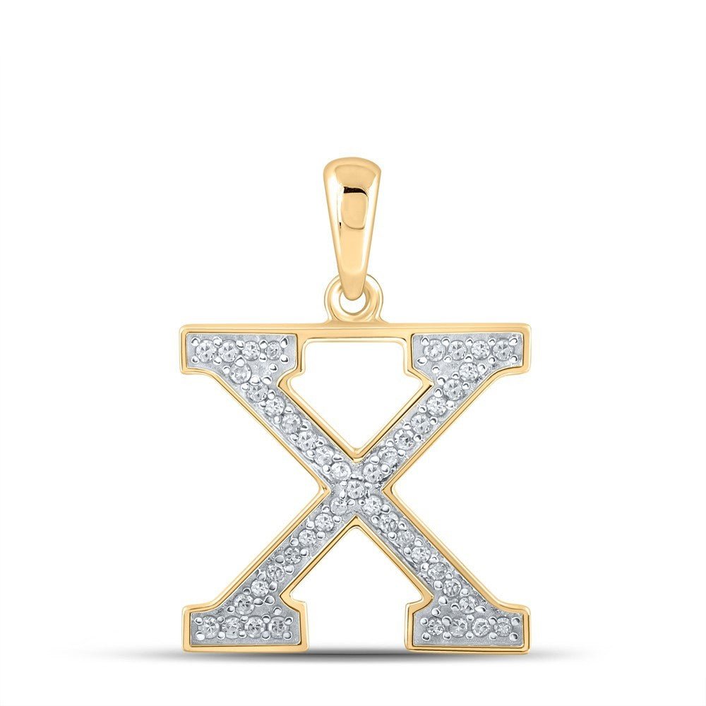 10k Yellow Gold 0.09CTW Natural Diamond Initial "X" Charm 0.73g Letter Pendant - Elite Jewelers - Charms & Pendants