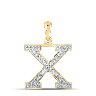 10k Yellow Gold 0.09CTW Natural Diamond Initial "X" Charm 0.73g Letter Pendant - Elite Jewelers - Charms & Pendants