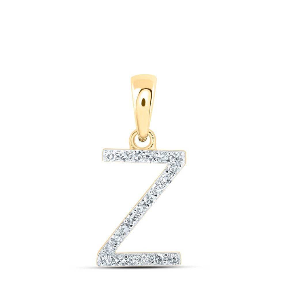 10k Yellow Gold 0.09CTW Natural Diamond Initial "Z" Charm 0.53g Letter Pendant - Elite Jewelers - Charms & Pendants