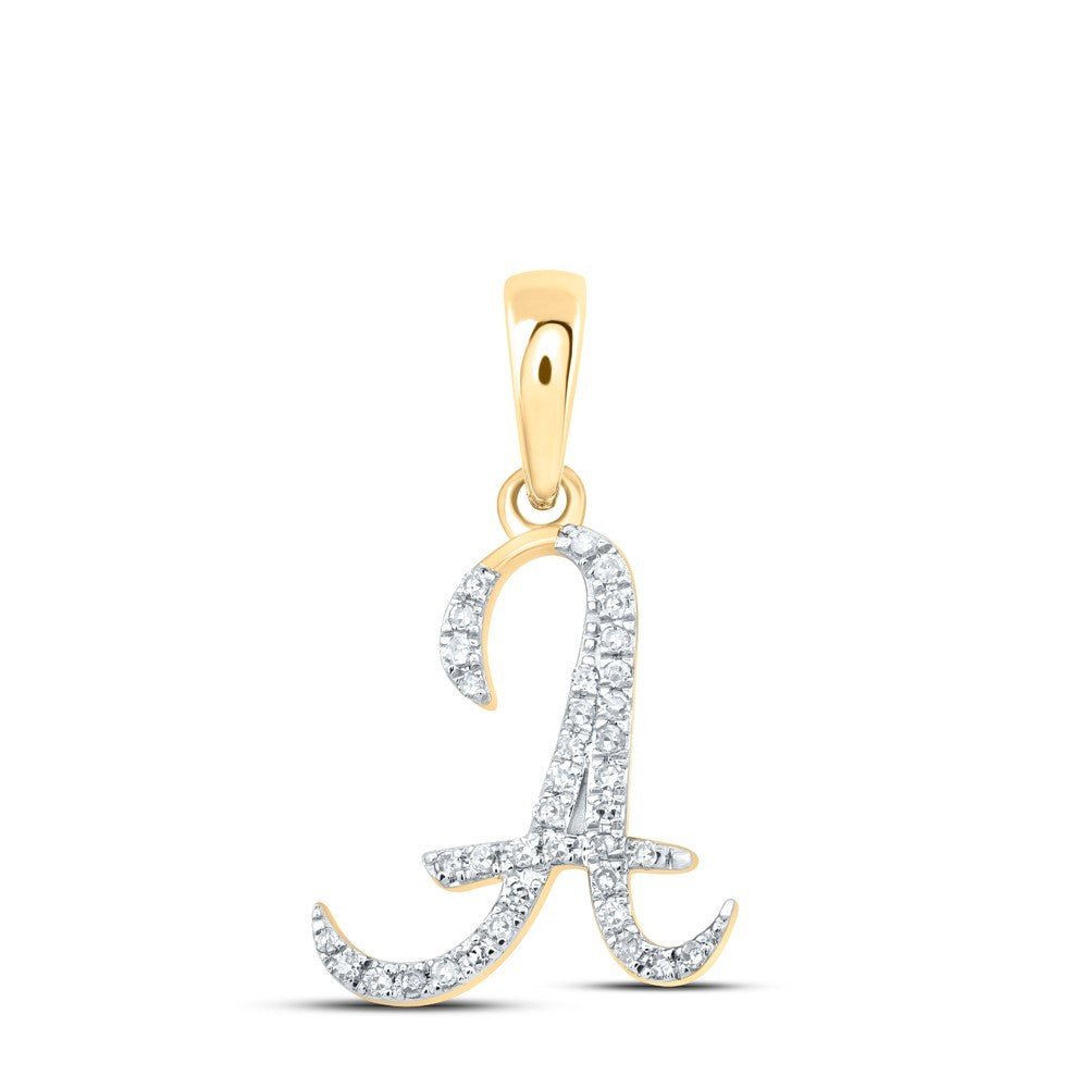 10k Yellow Gold 0.11CTW Natural Diamond Initial "A" Charm 0.79g Letter Pendant - Elite Jewelers - Charms & Pendants