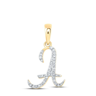 10k Yellow Gold 0.11CTW Natural Diamond Initial "A" Charm 0.79g Letter Pendant - Elite Jewelers - Charms & Pendants